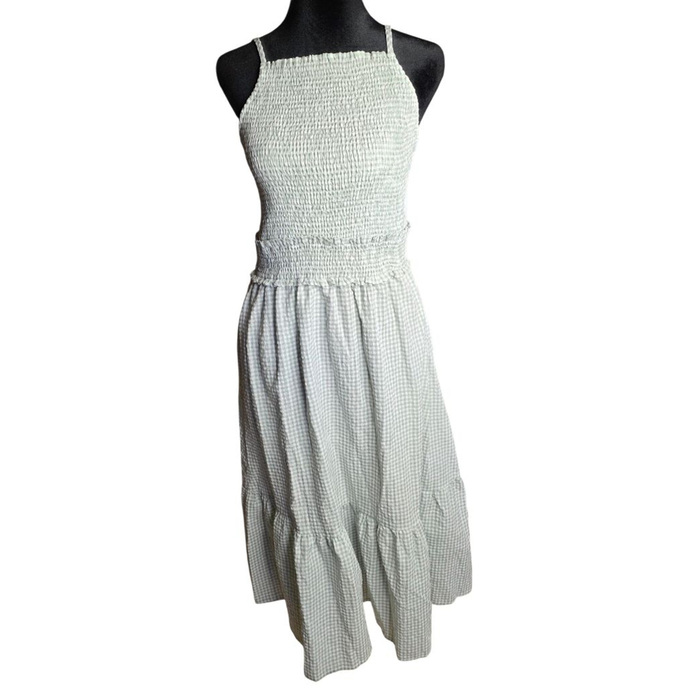 Women's Lost + Wander Midi Dress M Sage Green Gingham